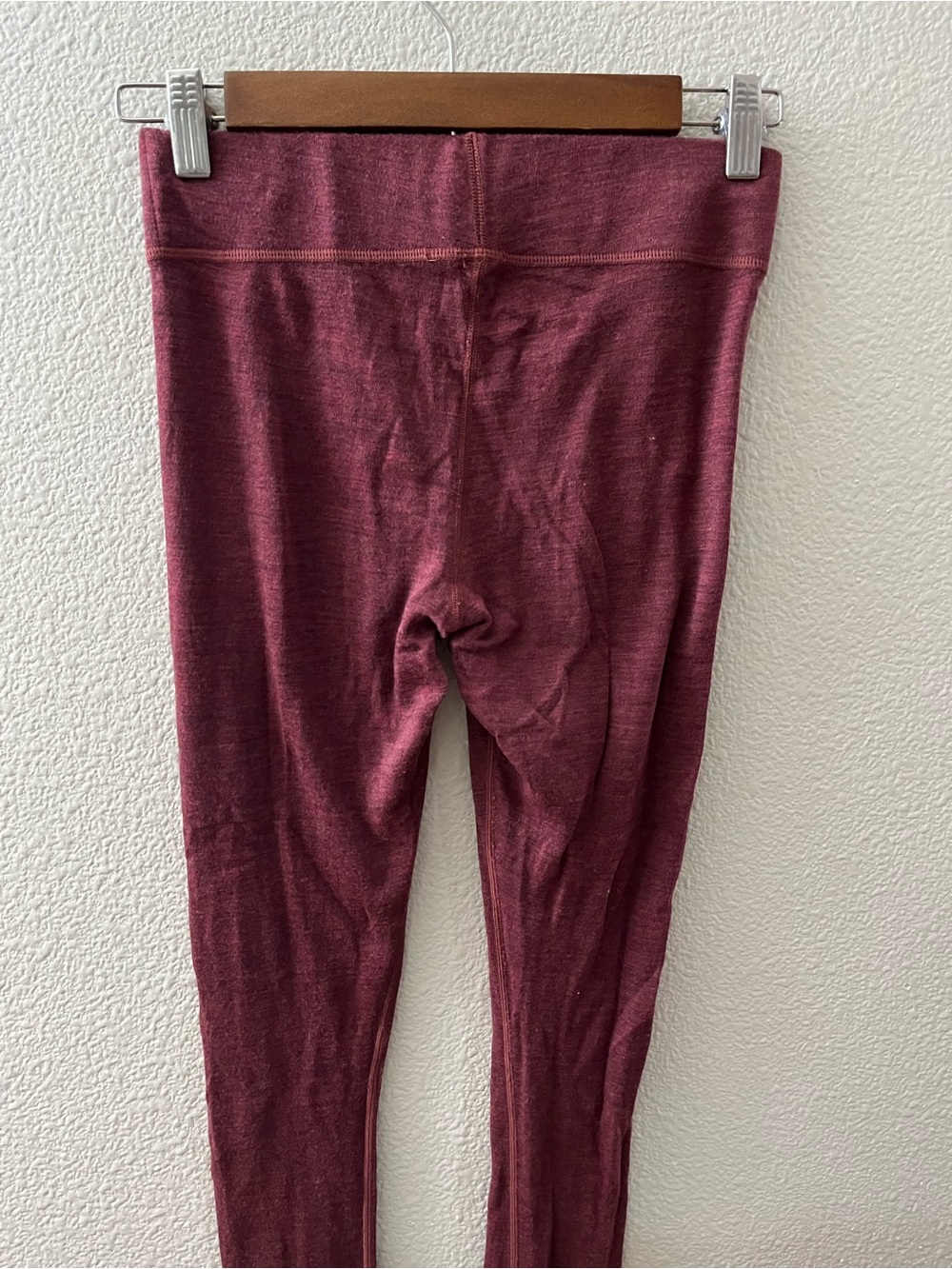 Woolx Avery Leggings 100% Australian Merino Wool Base Layer Burgundy Small - Picture 6 of 8